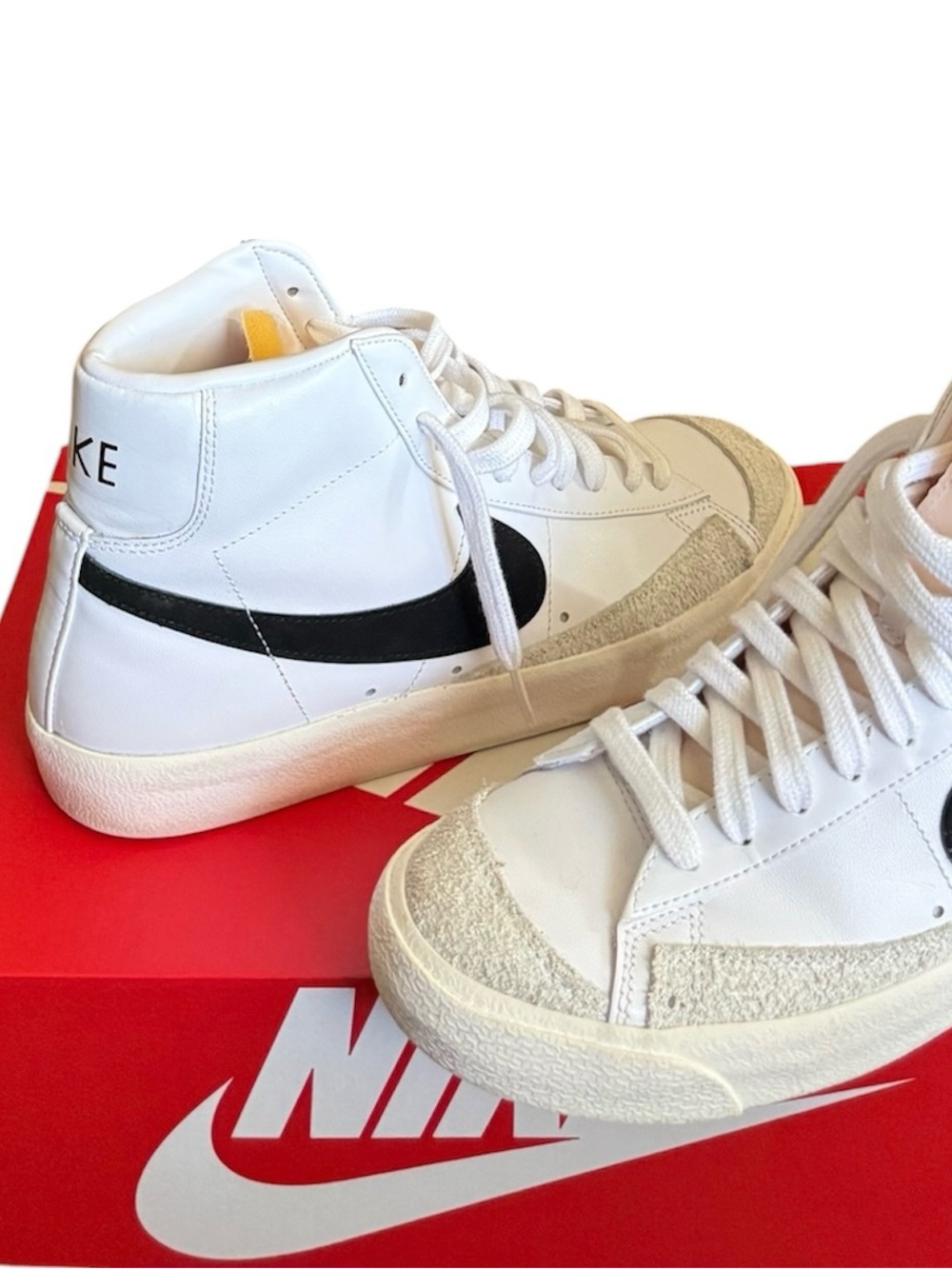 Nike Blazer Mid High White with Black Swoosh